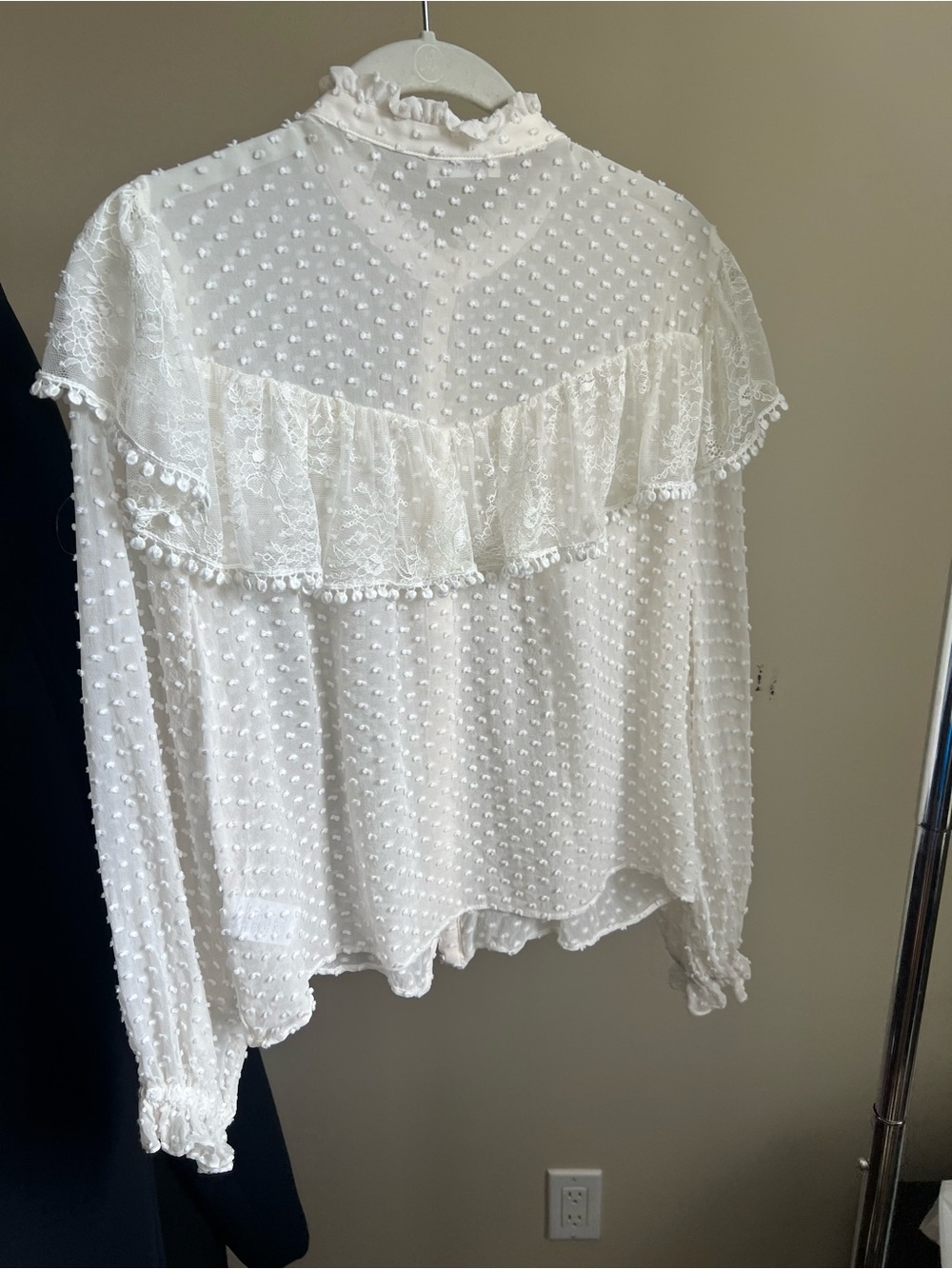 LoveShackFancy White Swiss Dot Ruffle Lace Blouse - Picture 2 of 5